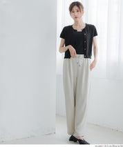 氣質通勤金扣短袖針織外套