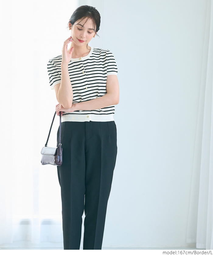 氣質通勤金扣短袖針織外套