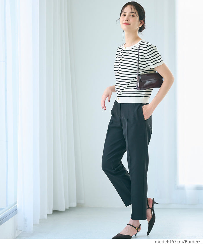 氣質通勤金扣短袖針織外套