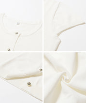 氣質通勤金扣短袖針織外套