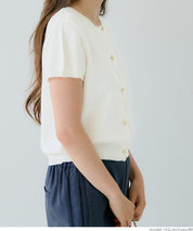 氣質通勤金扣短袖針織外套