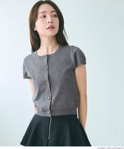 氣質通勤金扣短袖針織外套