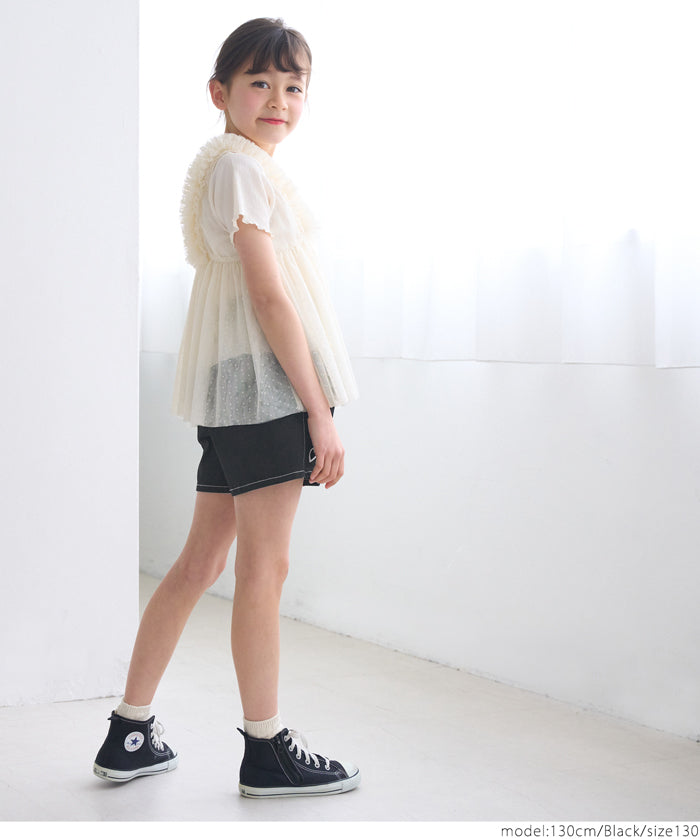 Children's denim shorts with hollow heart