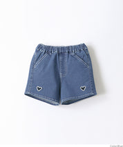 Children's denim shorts with hollow heart