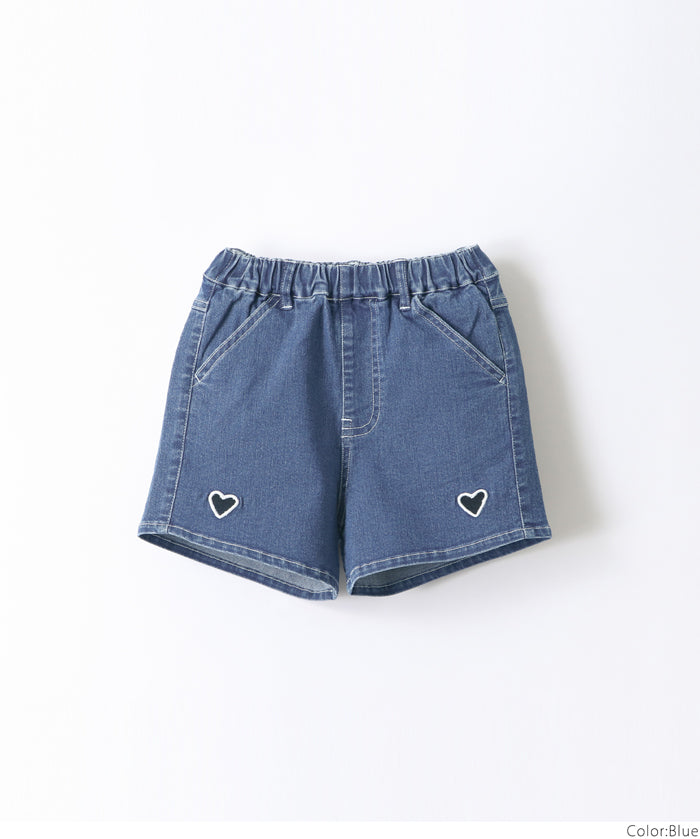 Children's denim shorts with hollow heart