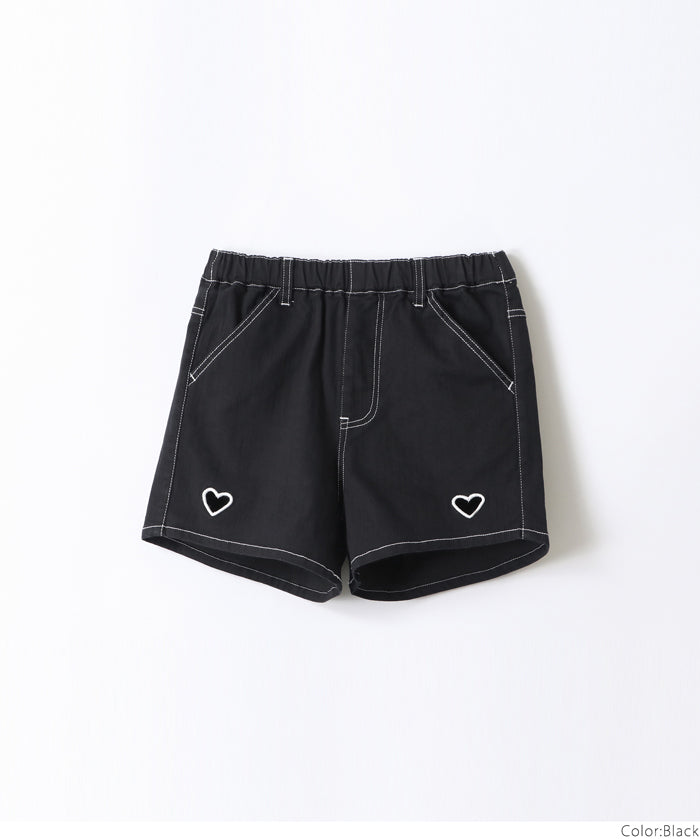 Children's denim shorts with hollow heart