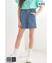 Children's denim shorts with hollow heart