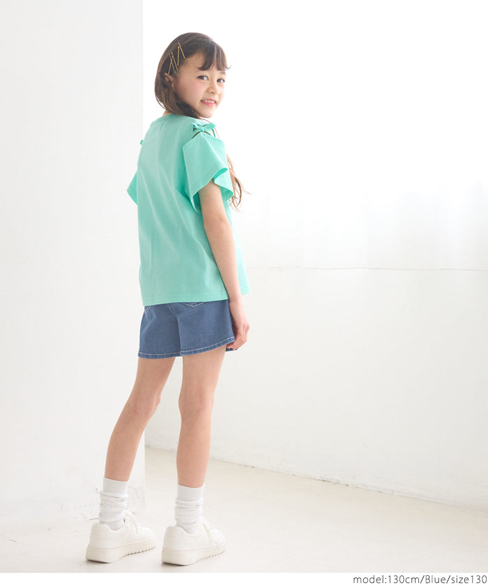 Children's denim shorts with hollow heart