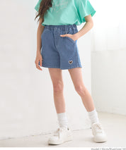 Children's denim shorts with hollow heart