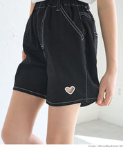 Children's denim shorts with hollow heart