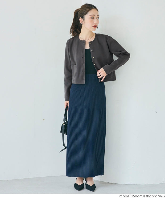 合身金釦口袋造型針織外套