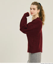 大學風英字LOGO圓領毛衣 親子裝