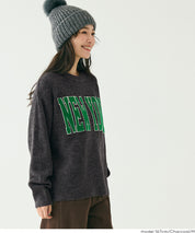 大學風英字LOGO圓領毛衣 親子裝