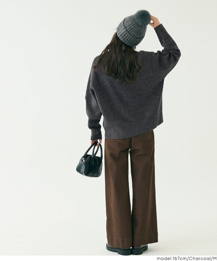 大學風英字LOGO圓領毛衣 親子裝