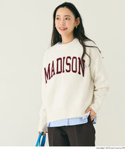 大學風英字LOGO圓領毛衣 親子裝