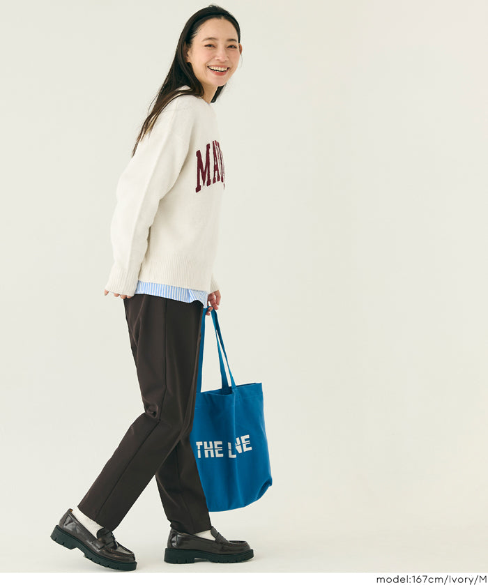 大學風英字LOGO圓領毛衣 親子裝