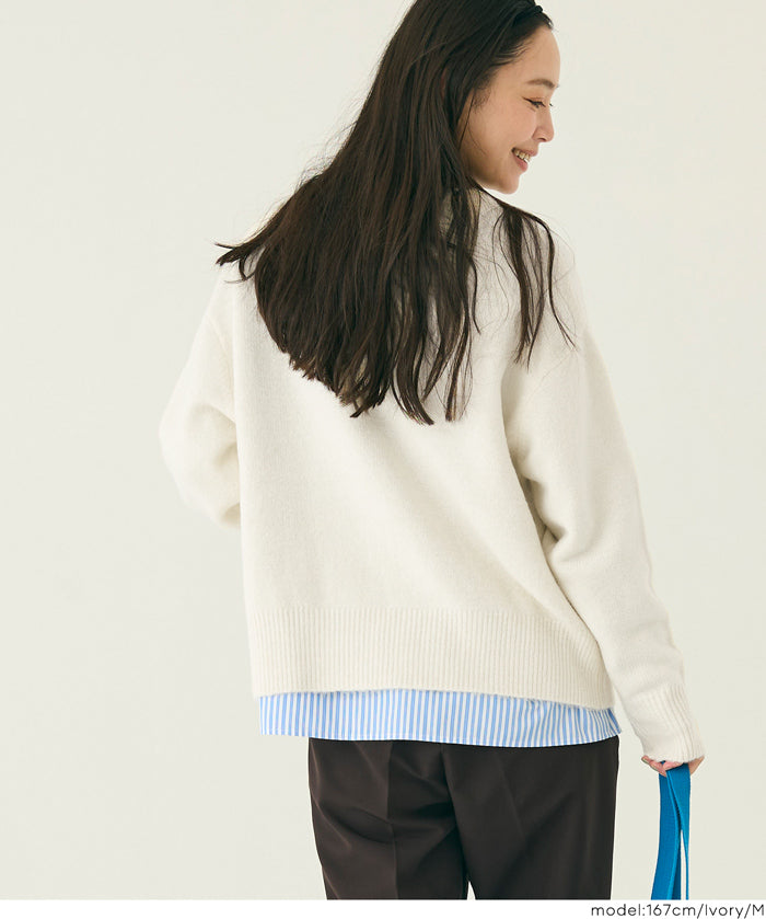 大學風英字LOGO圓領毛衣 親子裝