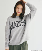 大學風英字LOGO圓領毛衣 親子裝