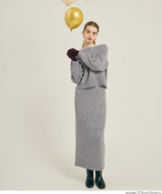 【可配套】細閃螺紋針織直筒半裙