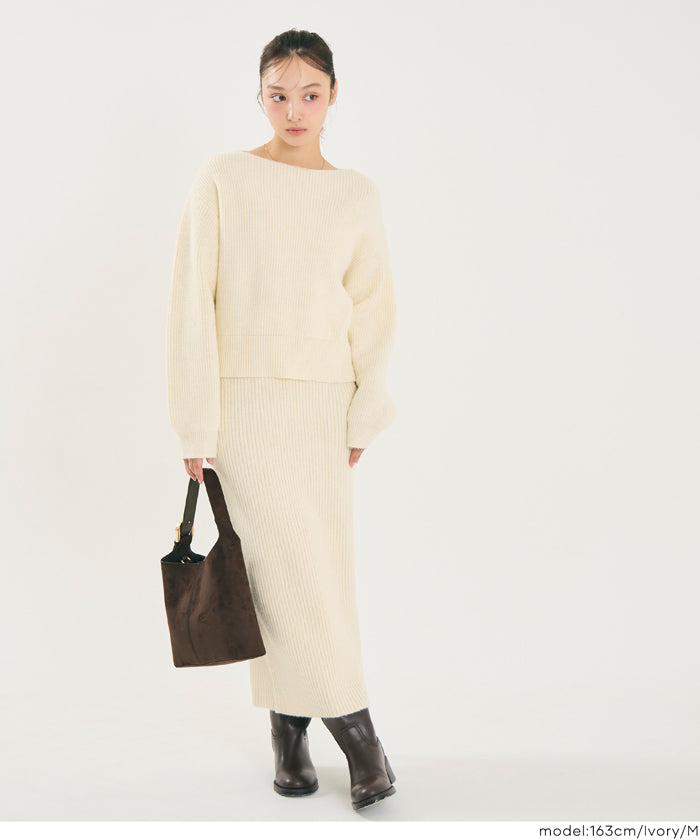 【可配套】細閃螺紋針織直筒半裙