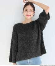 細閃毛絨造型長袖針織上衣