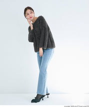 細閃毛絨造型長袖針織上衣