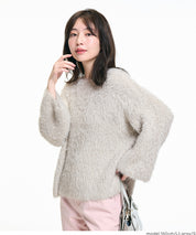 細閃毛絨造型長袖針織上衣