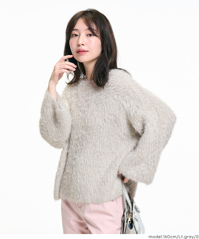 細閃毛絨造型長袖針織上衣