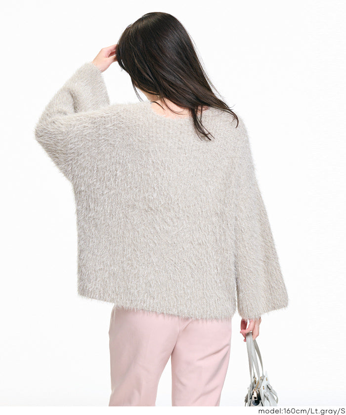 細閃毛絨造型長袖針織上衣