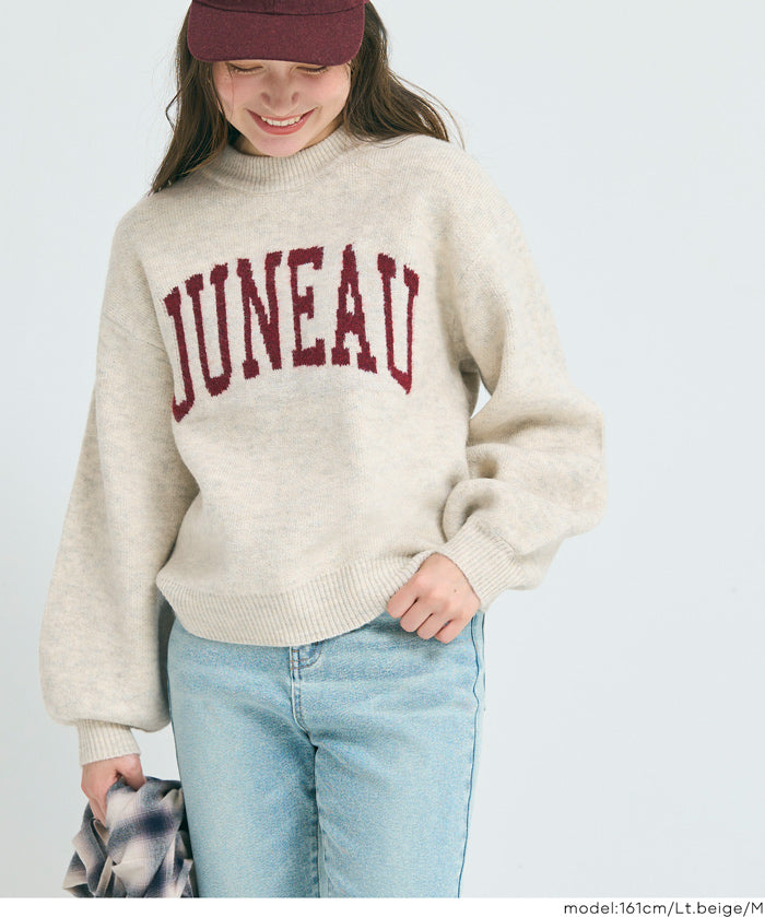 英字LOGO圓領長袖毛衣 親子裝