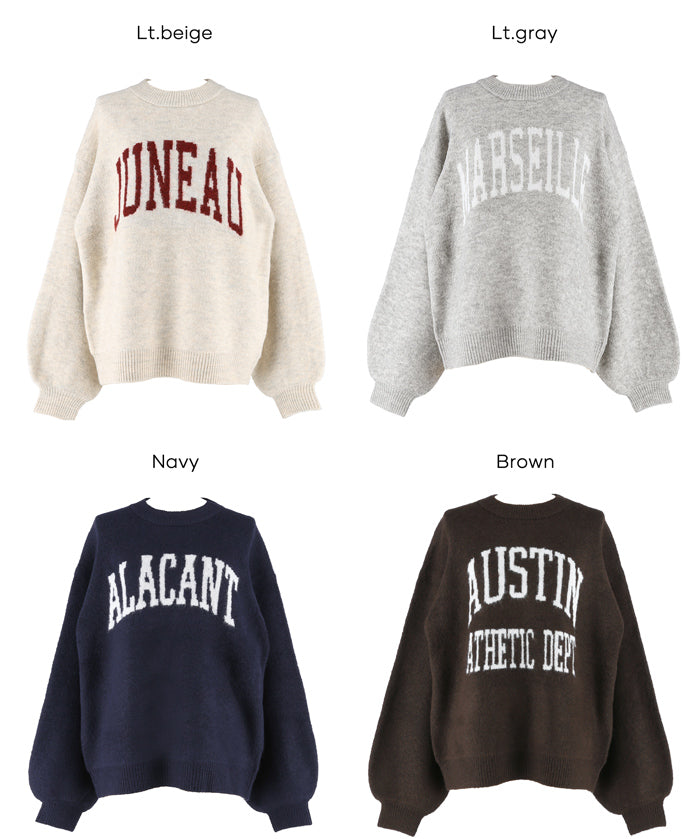 英字LOGO圓領長袖毛衣 親子裝