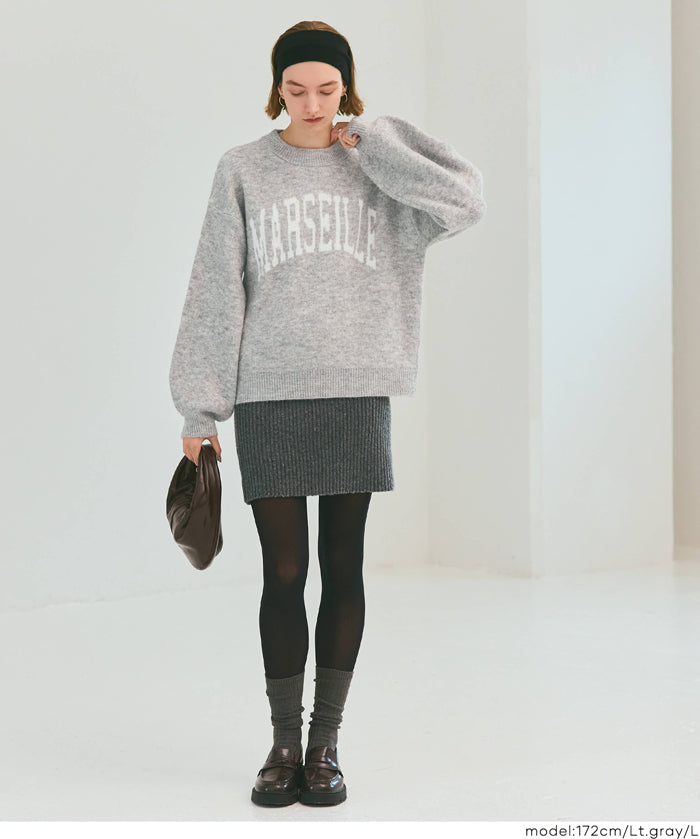 英字LOGO圓領長袖毛衣 親子裝