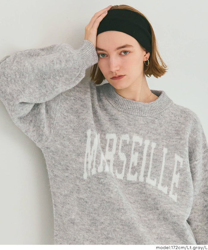 英字LOGO圓領長袖毛衣 親子裝