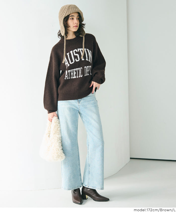 英字LOGO圓領長袖毛衣 親子裝