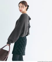 細閃毛絨造型蝴蝶結兩穿針織開衫