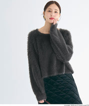 細閃毛絨造型蝴蝶結兩穿針織開衫