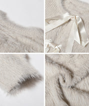 細閃毛絨造型蝴蝶結兩穿針織開衫