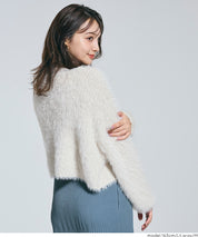 細閃毛絨造型蝴蝶結兩穿針織開衫