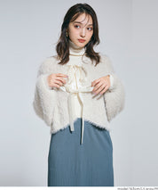 細閃毛絨造型蝴蝶結兩穿針織開衫