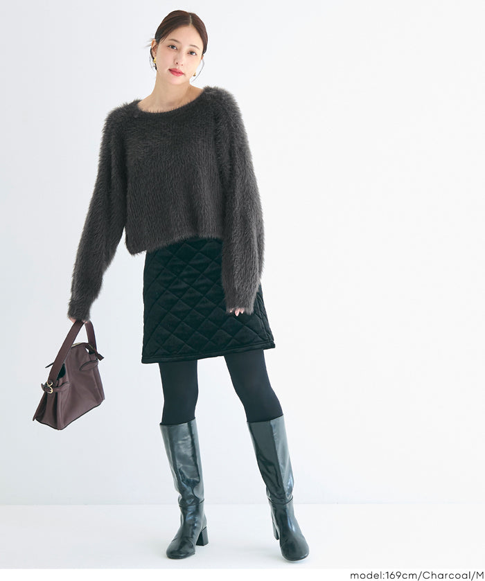 細閃毛絨造型蝴蝶結兩穿針織開衫