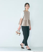 日系氣質銀扣荷葉下擺娃娃背心