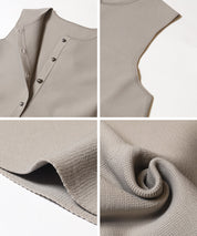 日系氣質銀扣荷葉下擺娃娃背心