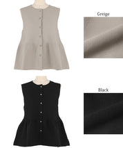 日系氣質銀扣荷葉下擺娃娃背心