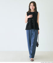 日系氣質銀扣荷葉下擺娃娃背心