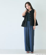 日系氣質銀扣荷葉下擺娃娃背心