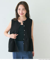 日系氣質銀扣荷葉下擺娃娃背心