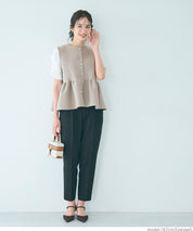 日系氣質銀扣荷葉下擺娃娃背心