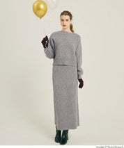 【可配套】細閃螺紋針織船領毛衣