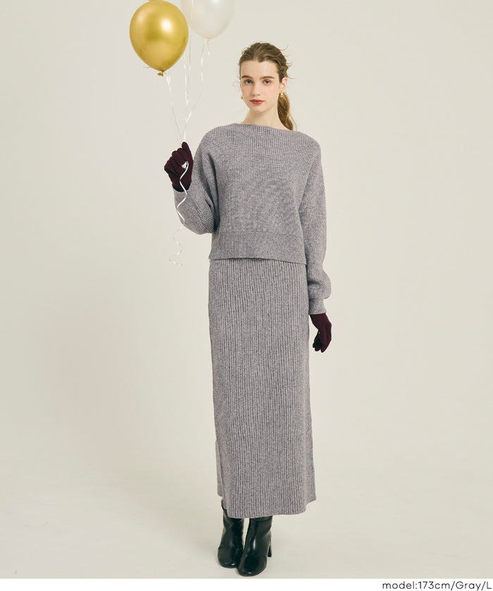 【可配套】細閃螺紋針織船領毛衣