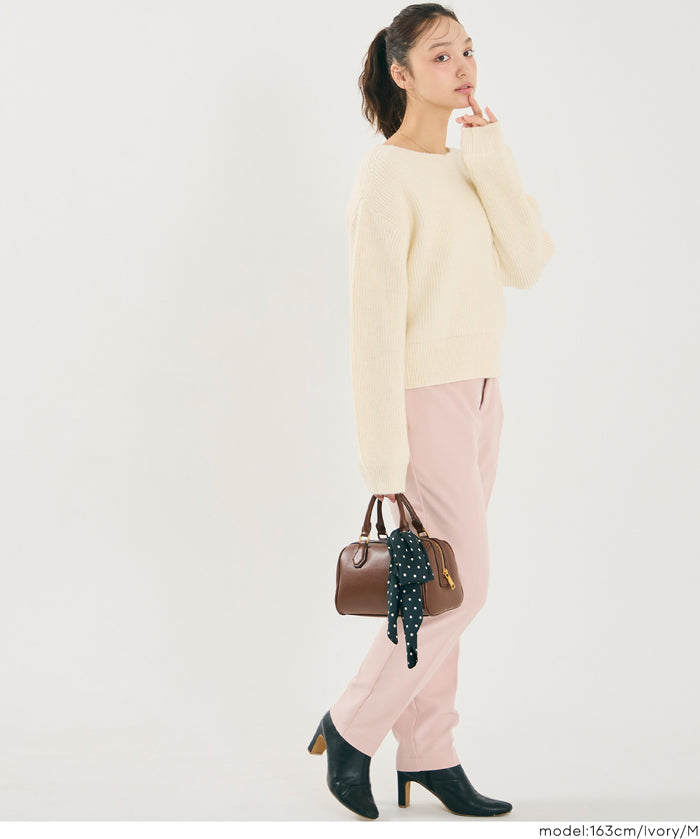 【可配套】細閃螺紋針織船領毛衣